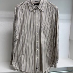 Nautical Sanded Poplin  Men’s XL Long Sleeve Button Down 100% Cotton Dress Shirt